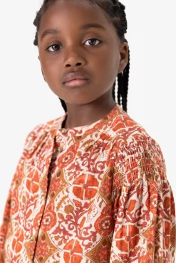Printed cotton blouse with smock detailsMulticolour blouse