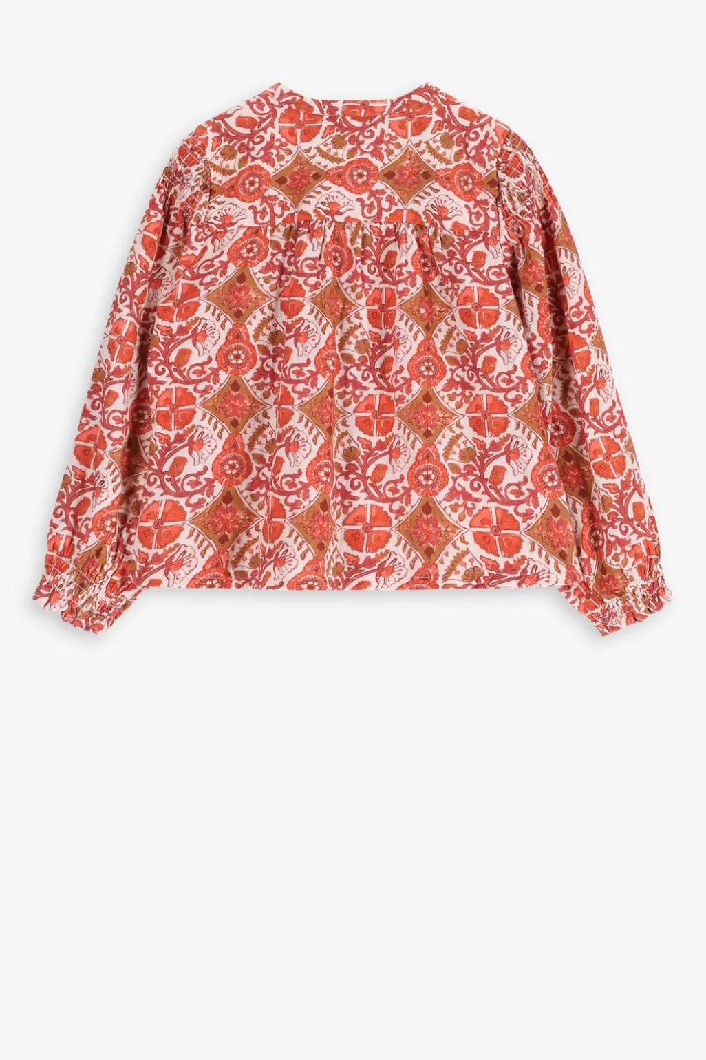 Printed cotton blouse with smock detailsMulticolour blouse