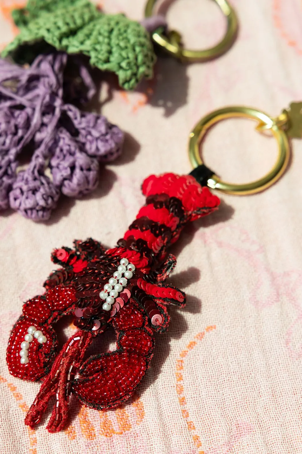 Rode bag charm kreeft