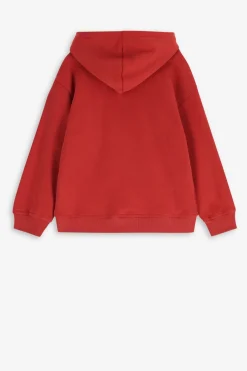 Rode hoodie met flock print