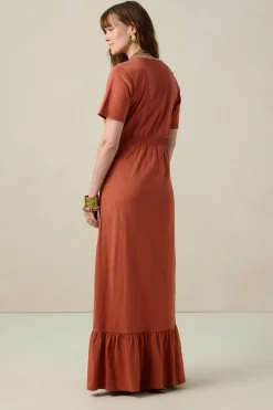 Rode jersey maxi jurk