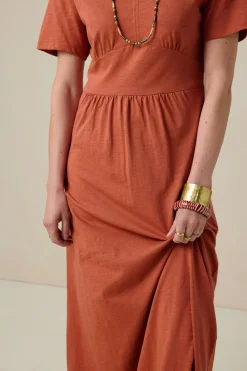 Rode jersey maxi jurk