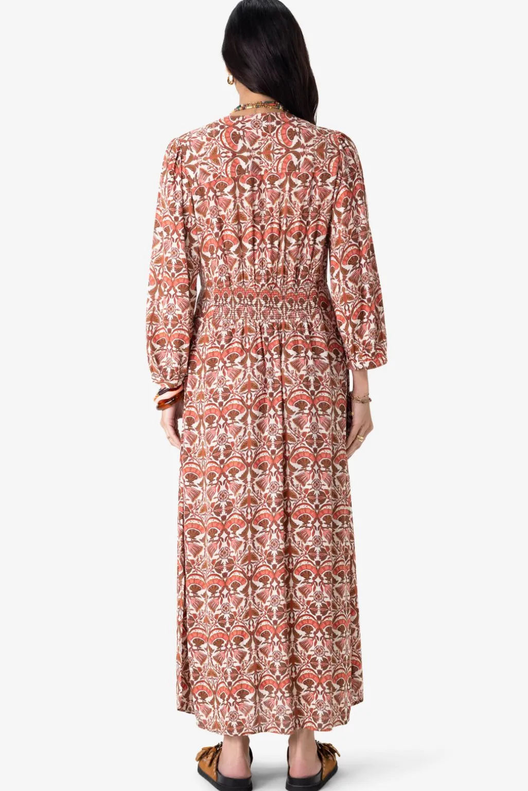 Rode maxi jurk met bloemenprint