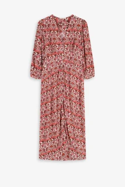 Rode maxi jurk met bloemenprint