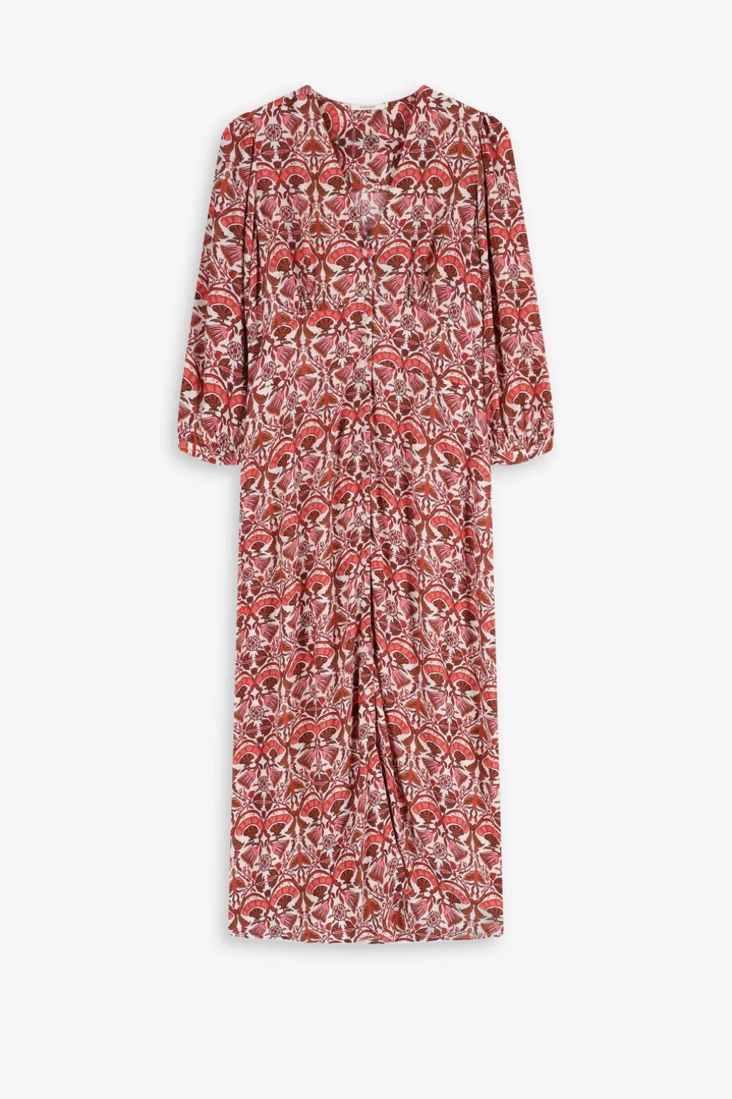 Rode maxi jurk met bloemenprint