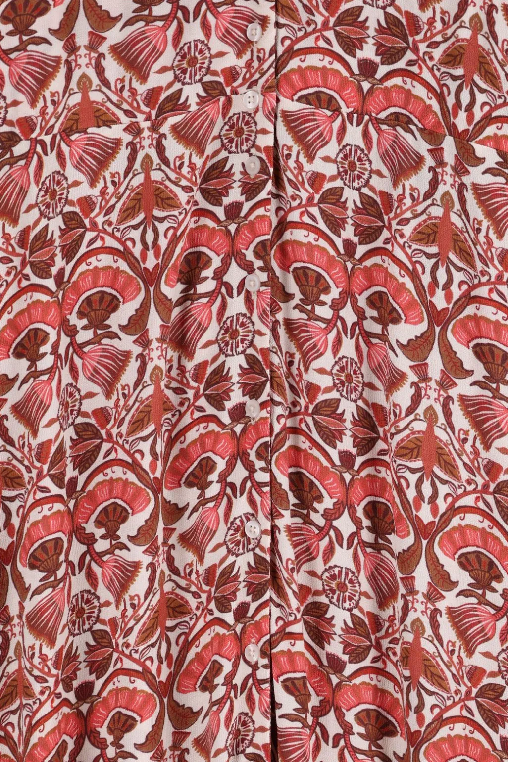 Rode maxi jurk met bloemenprint
