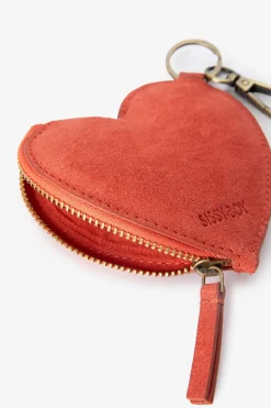 Rode muntportemonnee sleutelhanger met hart