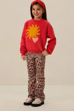 Rode oversized sweater met print