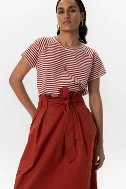 Rode paperbag midi rok
