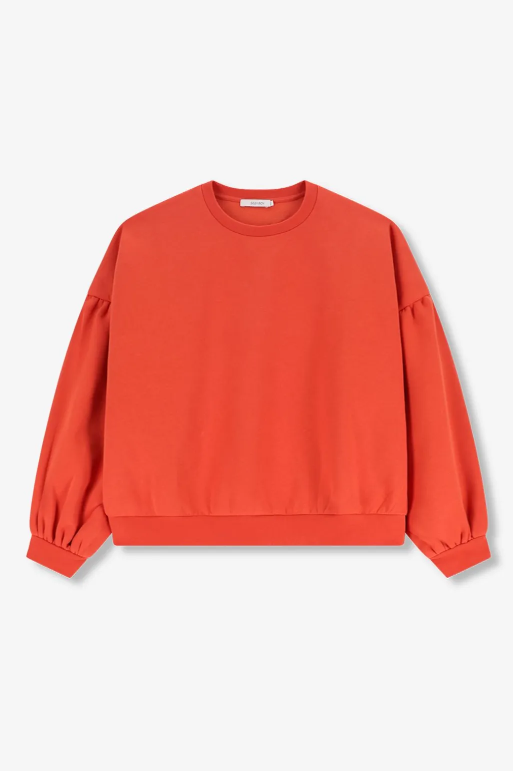 Rode sweater met pofmouwen