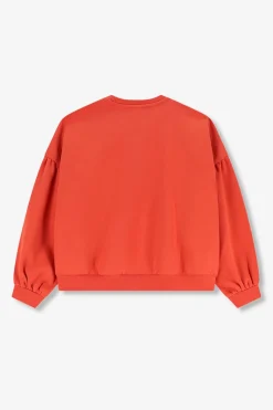 Rode sweater met pofmouwen