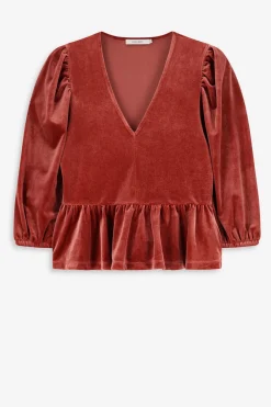 Rode velvet peplum top
