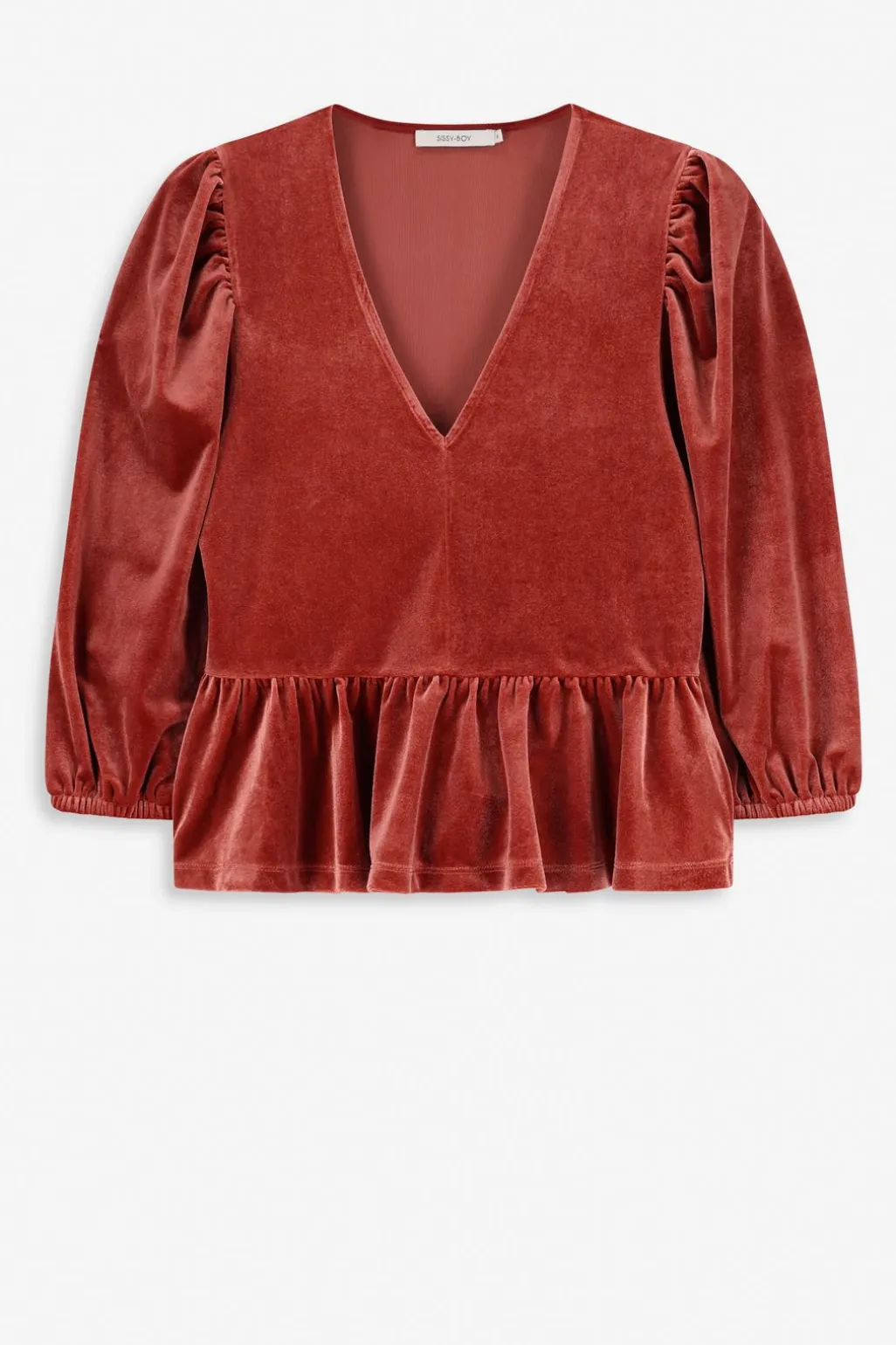 Rode velvet peplum top