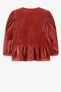 Rode velvet peplum top