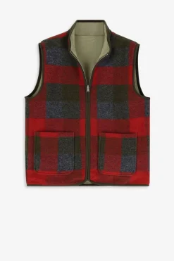 Rood geblokte reversible bodywarmer