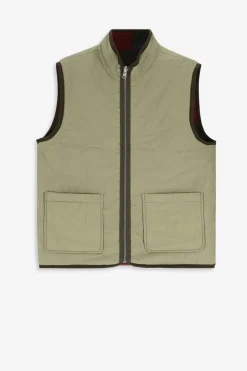 Rood geblokte reversible bodywarmer