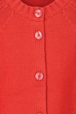 Rood gebreid vest met korte mouwen