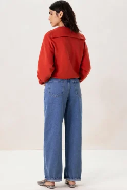 Rood sweat vest met rits