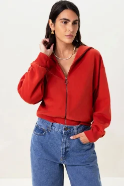 Rood sweat vest met rits