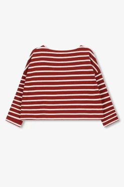Roodbruin gestreept boxy T-shirt
