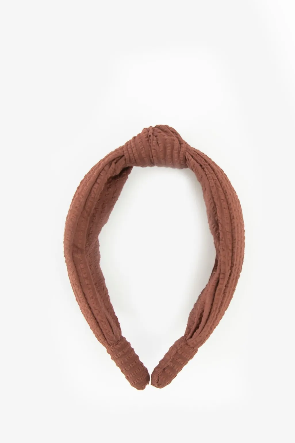 Roodbruine haarband met knoopdetail
