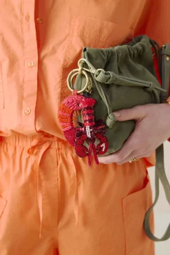 Roze bag charm met garnaal
