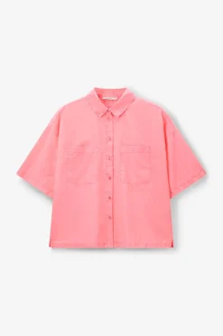 Roze blouse met korte mouwen