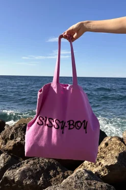 Roze canvas shopper large