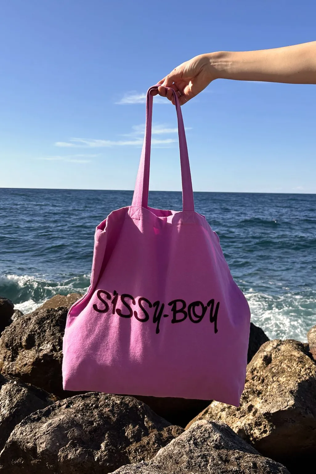 Roze canvas shopper large