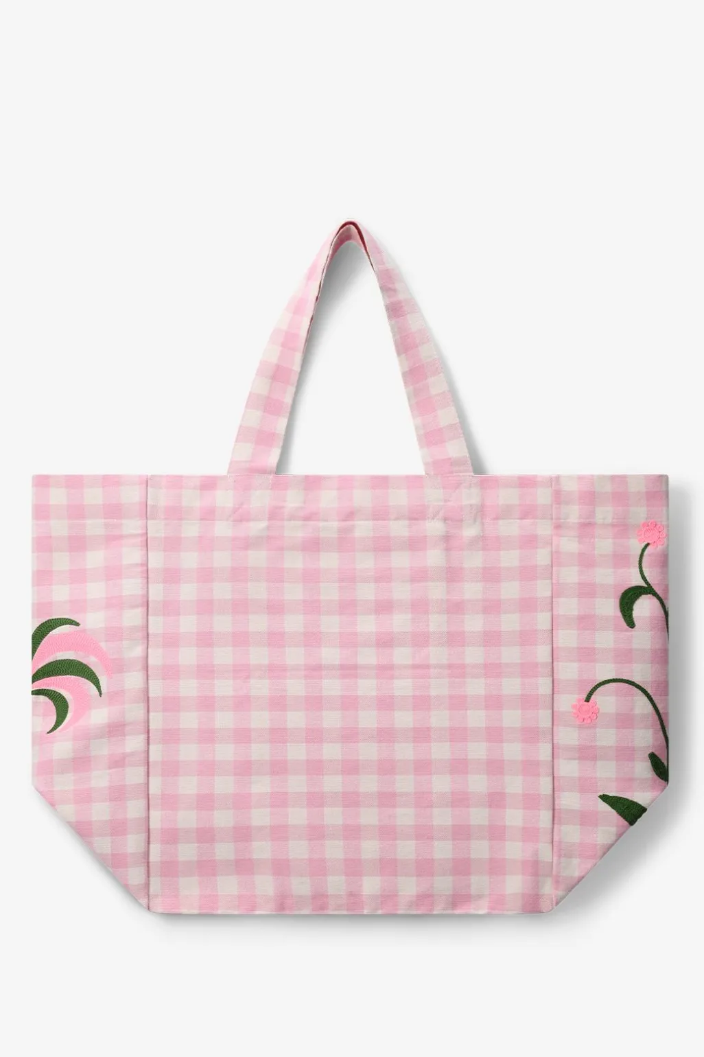 Roze canvas shopper met embroidery