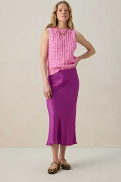 Roze gebreide spencer