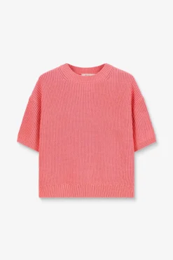 Roze gebreide trui