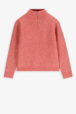 Roze gebreide trui met rits