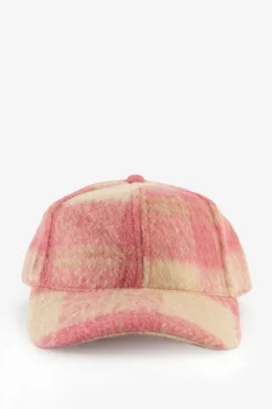 Roze geruite pet