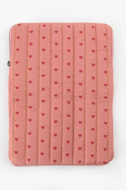 Roze laptophoes met hartjesprint
