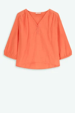 Roze mousseline blouse met V-hals