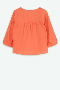 Roze mousseline blouse met V-hals