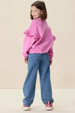 Roze oversized sweater met ruffles