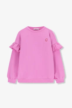 Roze oversized sweater met ruffles