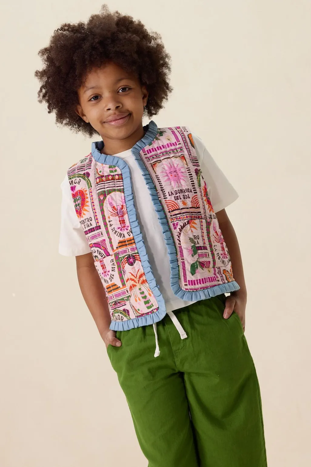 Roze reversible padded gilet