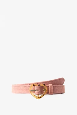 Roze riem met hartvormige gesp