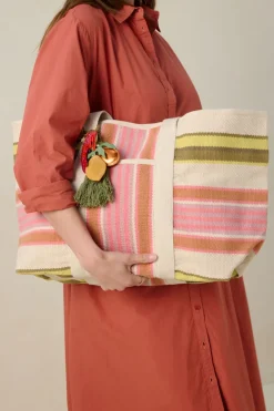 Roze shopper met strepen