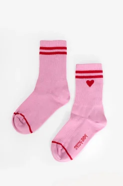 Roze sportsokken met hart