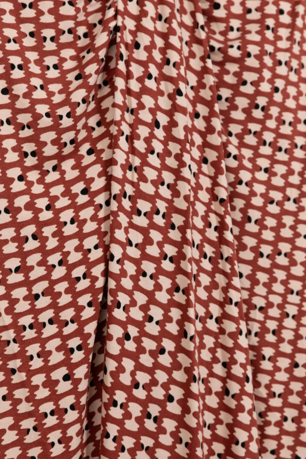 Terracotta midi rok met print en knoopdetail