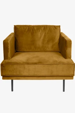 The Duchess velvet loveseat okergeel
