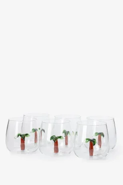 Waterglazen met palmboom