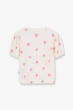 Wit badstof T-shirt met hartjes