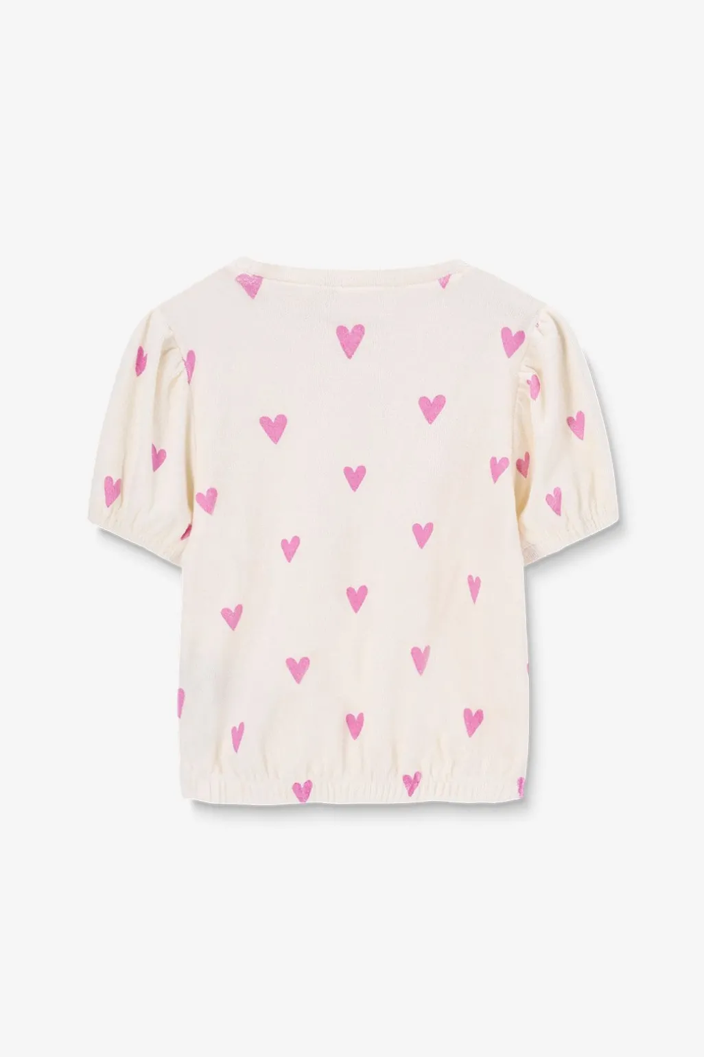 Wit badstof T-shirt met hartjes