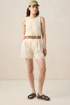 Wit gebreid singlet