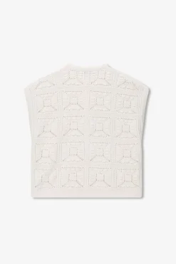 Wit mouwloos crochet vest